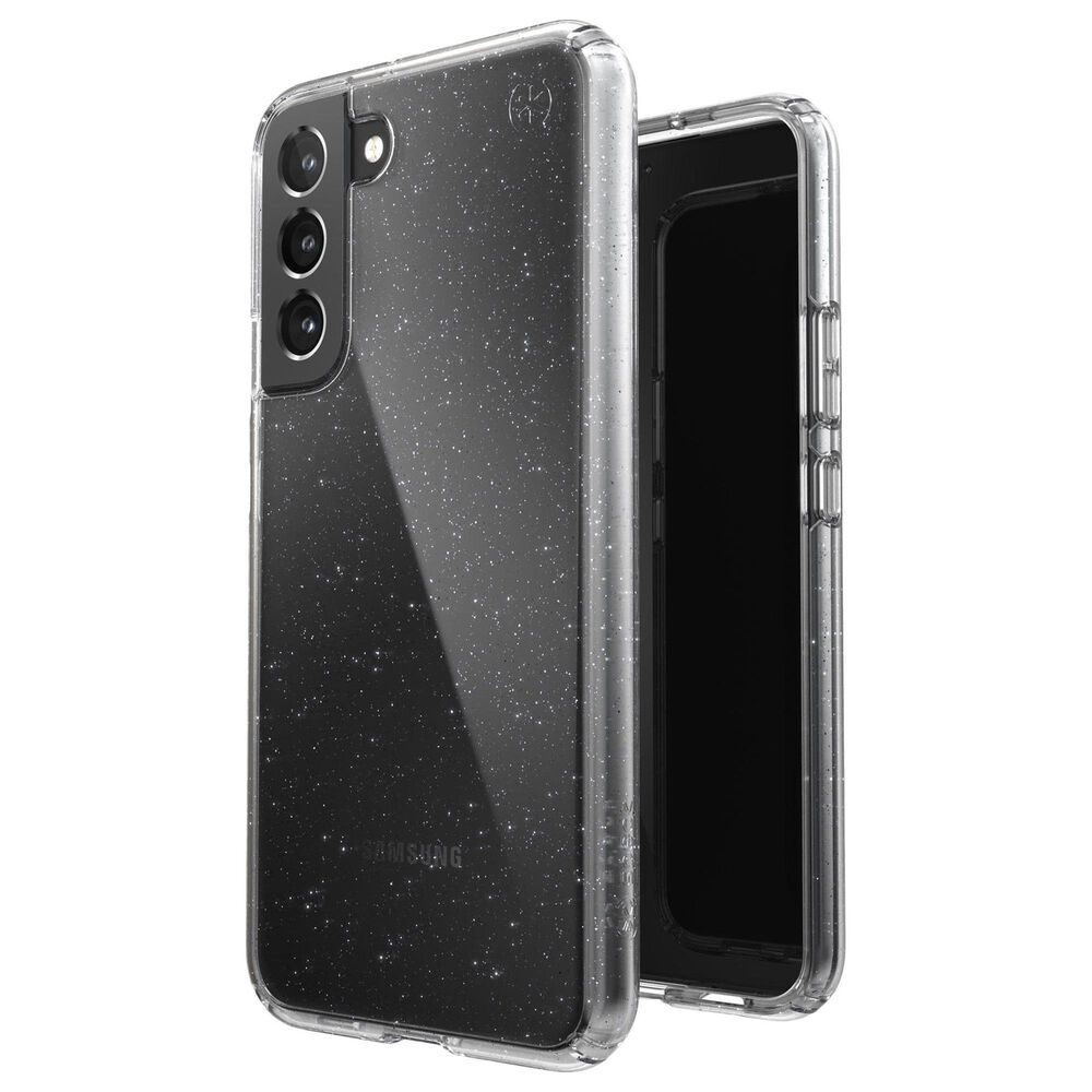 Speck Presidio Perfect Glitter Case for Samsung Galaxy S22+ in Clear and Platinum Glitter, , large