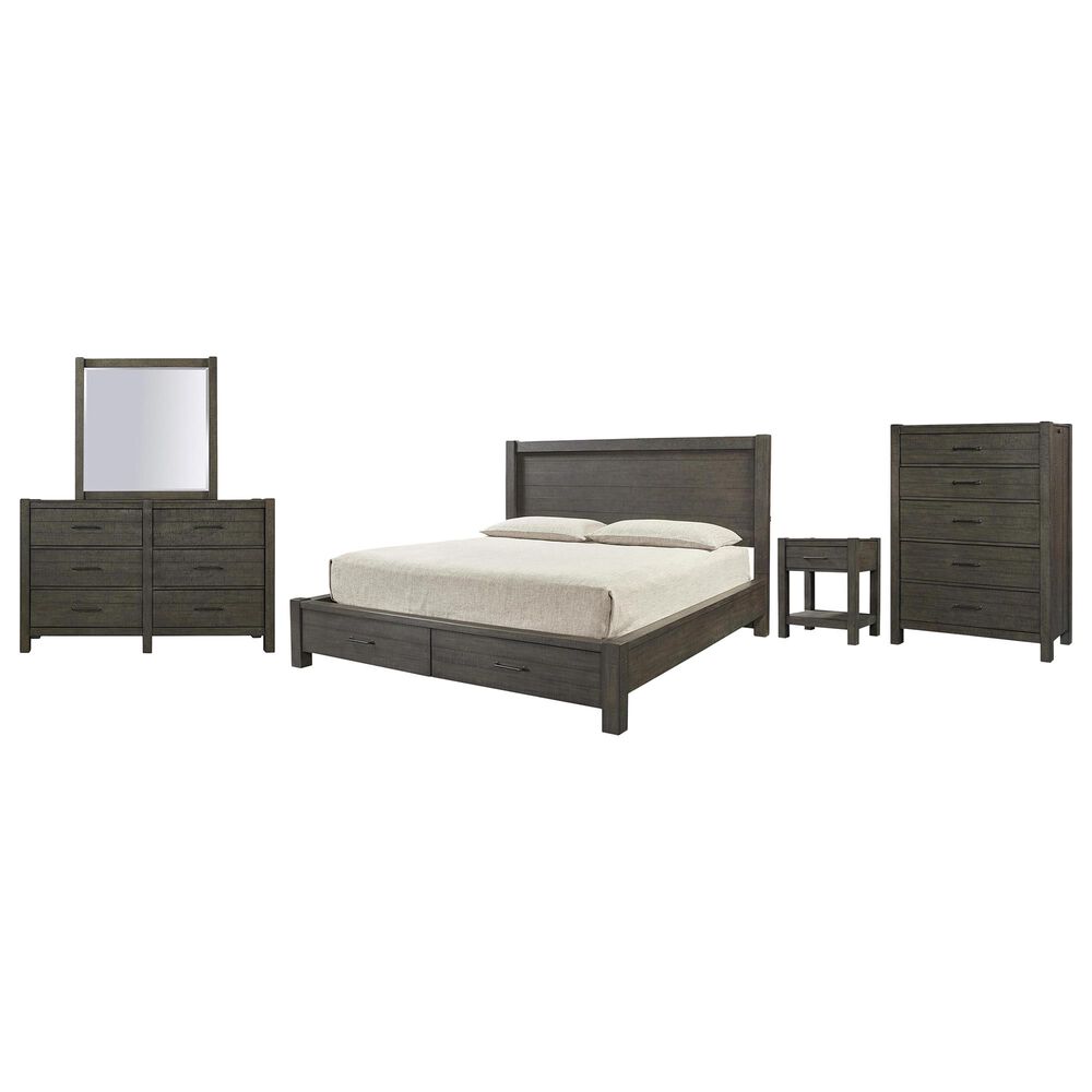 Riva Ridge Mill Creek 5 Piece King Storage Bed Set in Carob, , large