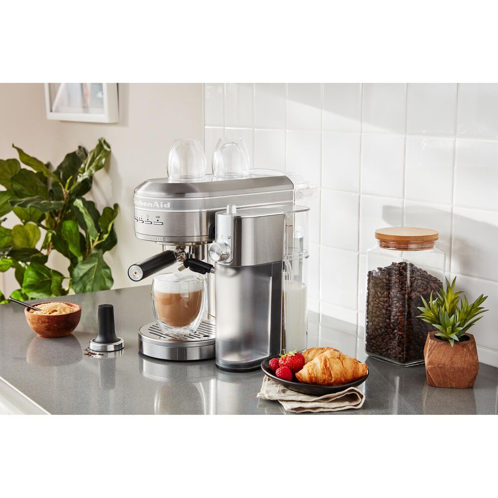 KitchenAid 47 Oz Semi-Automatic Espresso Machine in Brushed Stainless Steel, , large