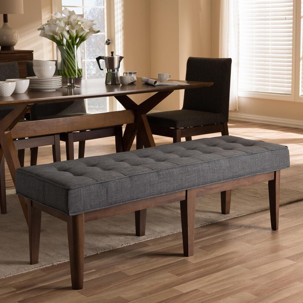 Baxton Studio Lucca Bench in Dark Grey, , large