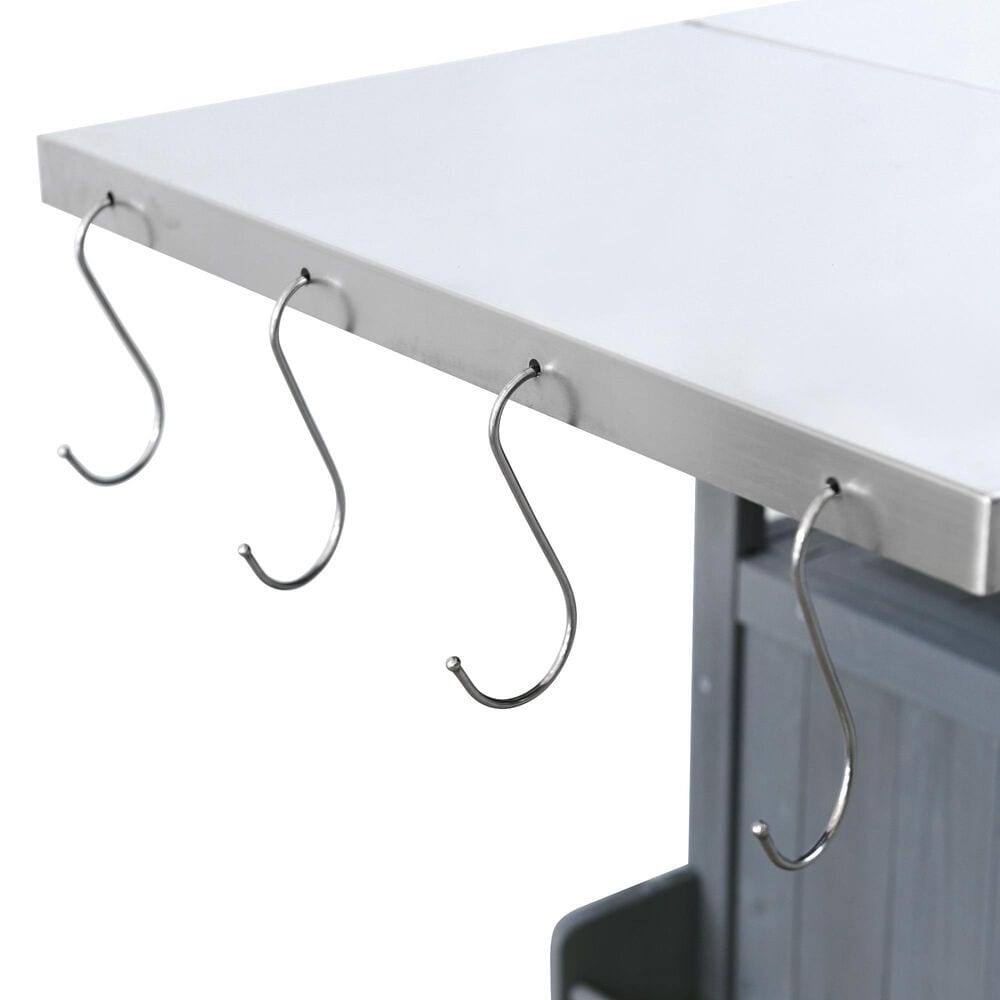 HOMLUX 40.5" Outdoor Kitchen Island with One Drawer in Blue Grey and Stainless Steel, , large