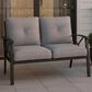 Hearth and Haven Outdoor Loveseat with Black Metal Frame in Gray, , large