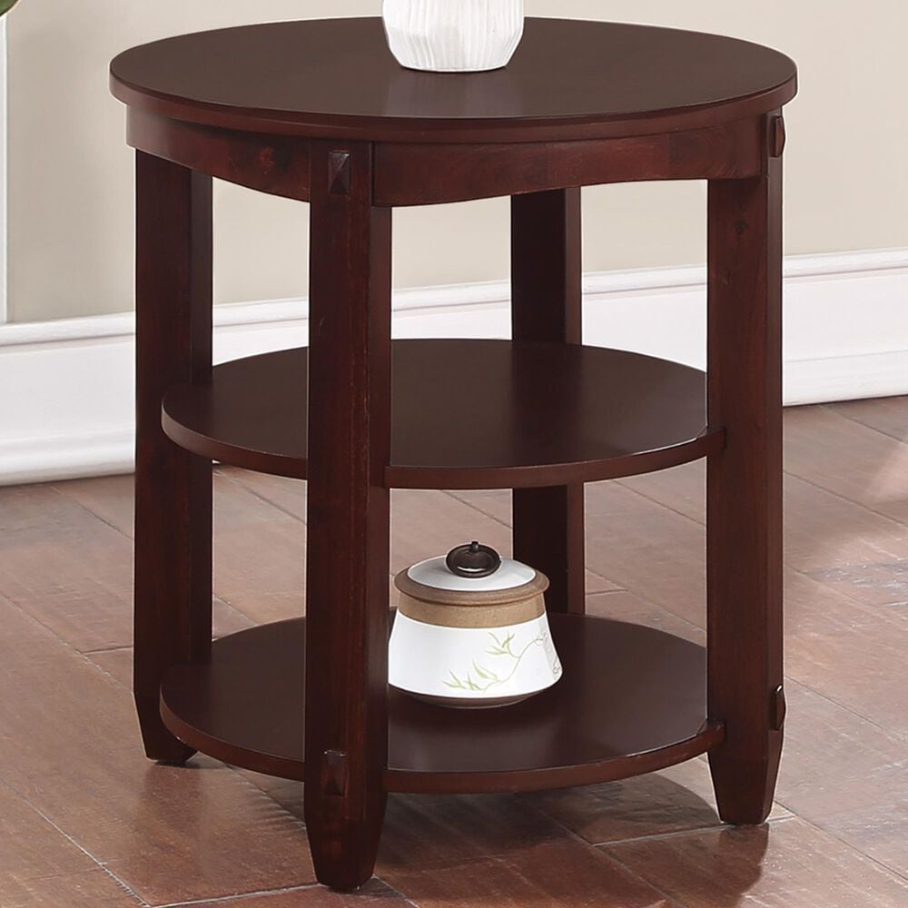 OSP Home Lane Round End Table in Espresso, , large