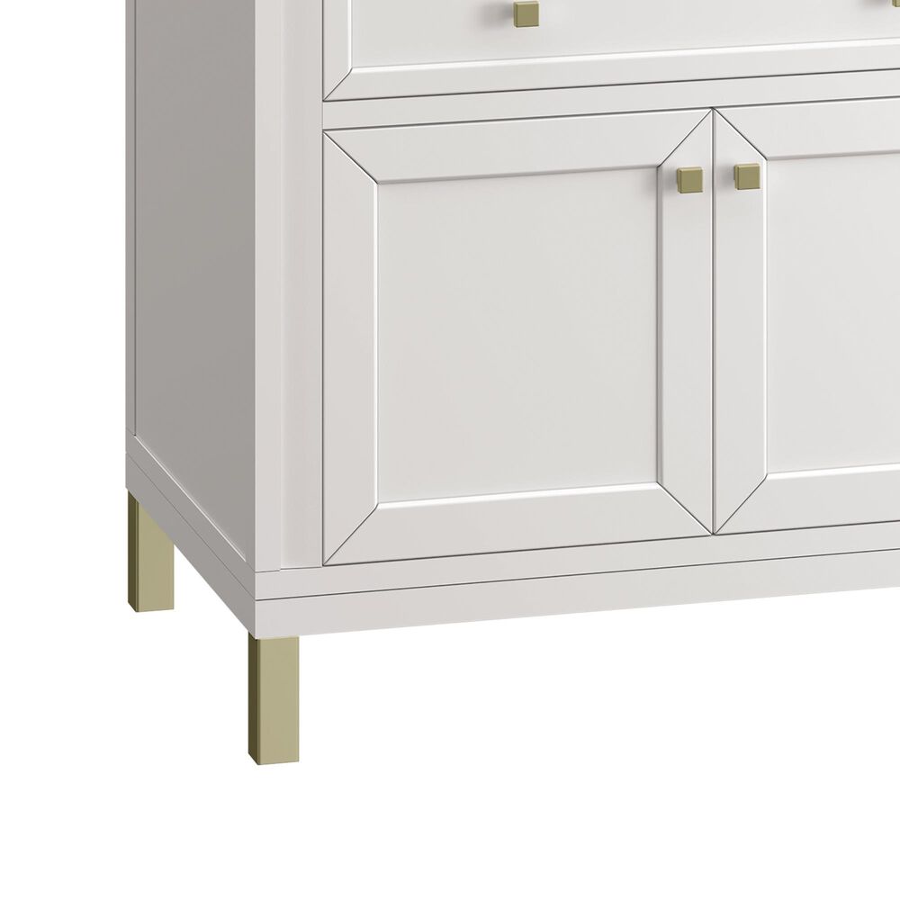 James Martin Vanities Chicago 36&quot; Single Bathroom Vanity in Glossy White with 3 cm Parisien Bleu Quartz Top and Rectangular Sink, , large