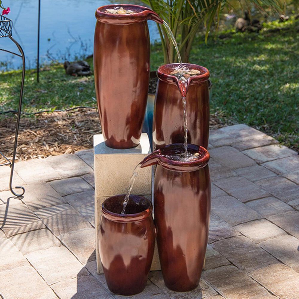 Kenroy Vessel Indoor/Outdoor Floor Fountain in Textured Rust, , large