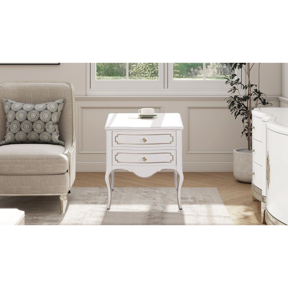 Jennifer Taylor Home Court Side Table in Soft White and Gold, , large