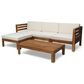 Hearth and Haven Cambridge 5-Piece Patio Conversation Set with Beige Cushion in Teak, , large