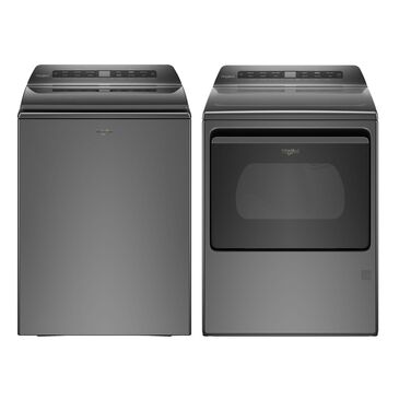 Whirlpool 4.7 Cu. Ft. Top Load Washer and 7.4 Cu. Ft. Gas Dryer Laundry Pair in Chrome Shadow, , large