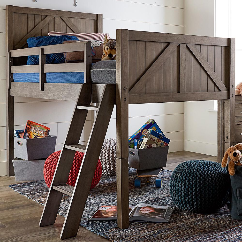 Legacy Classic Bunkhouse Twin Mid Loft Bed in Aged Barnwood, , large
