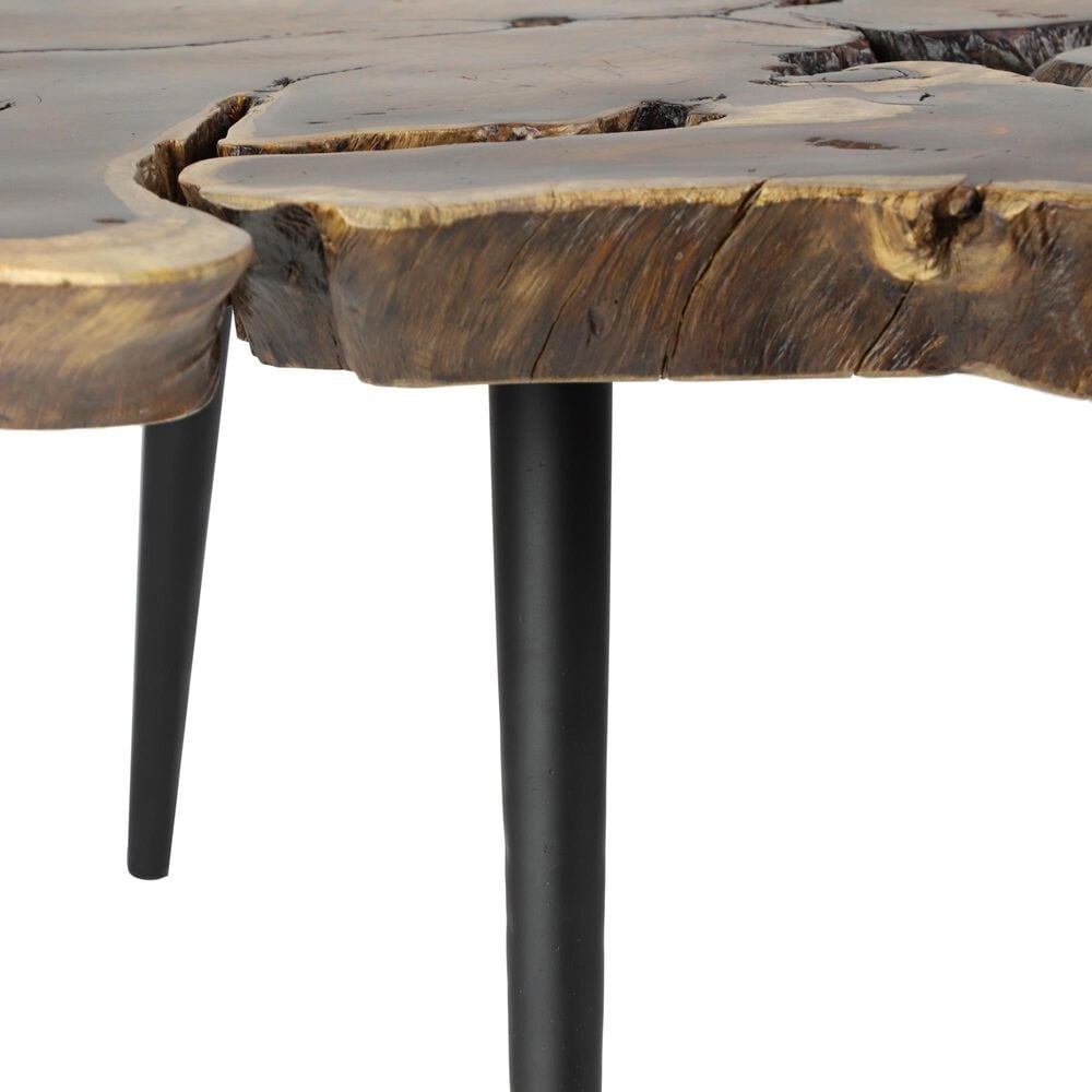 Maple and Jade Coffee Table with Tripod Legs in Distressed Brown and Black, , large