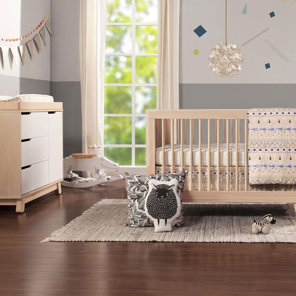 Babyletto Hudson 3 Drawer Changer Dresser in Washed Natural and White, , large