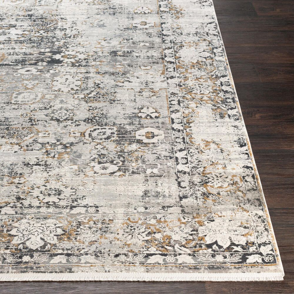 Surya Solar 6&#39;7&quot; x 9&#39;6&quot; Black, Gray, Charcoal, Saffron and White Area Rug, , large