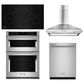 KitchenAid 4-Piece Kitchen Package with 30" Combination Microwave Wall Ovens, 36" Cooktop, 36" Canopy Hood and Dishwasher in Stainless Steel and Black, , large