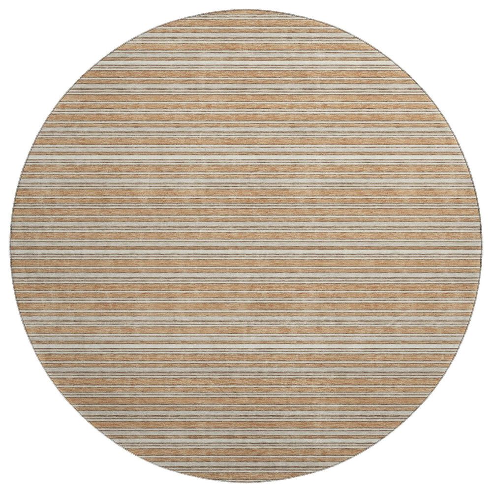 Dalyn Rug Company Soft Essentials Striped Copper 8" Round Indoor/Outdoor Area Rug, , large