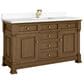 James Martin Vanities Brookfield 60" Single Bathroom Vanity in Honey Oak with Single Hole 3 cm White Zeus Quartz Top and Rectangular Sink, , large