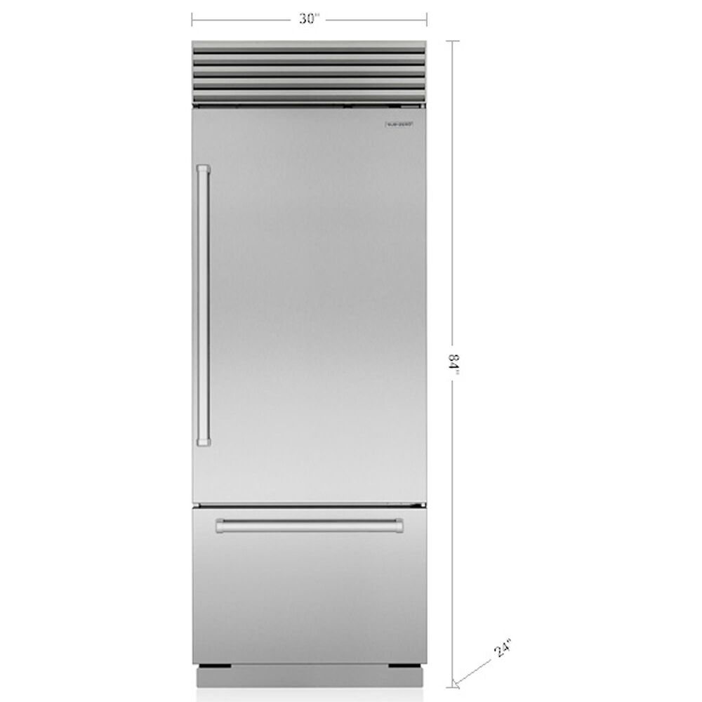 Sub Zero 17 Cu. Ft. Classic Right Hinge Bottom Freezer Refrigerator with Pro Handle in Stainless Steel, , large