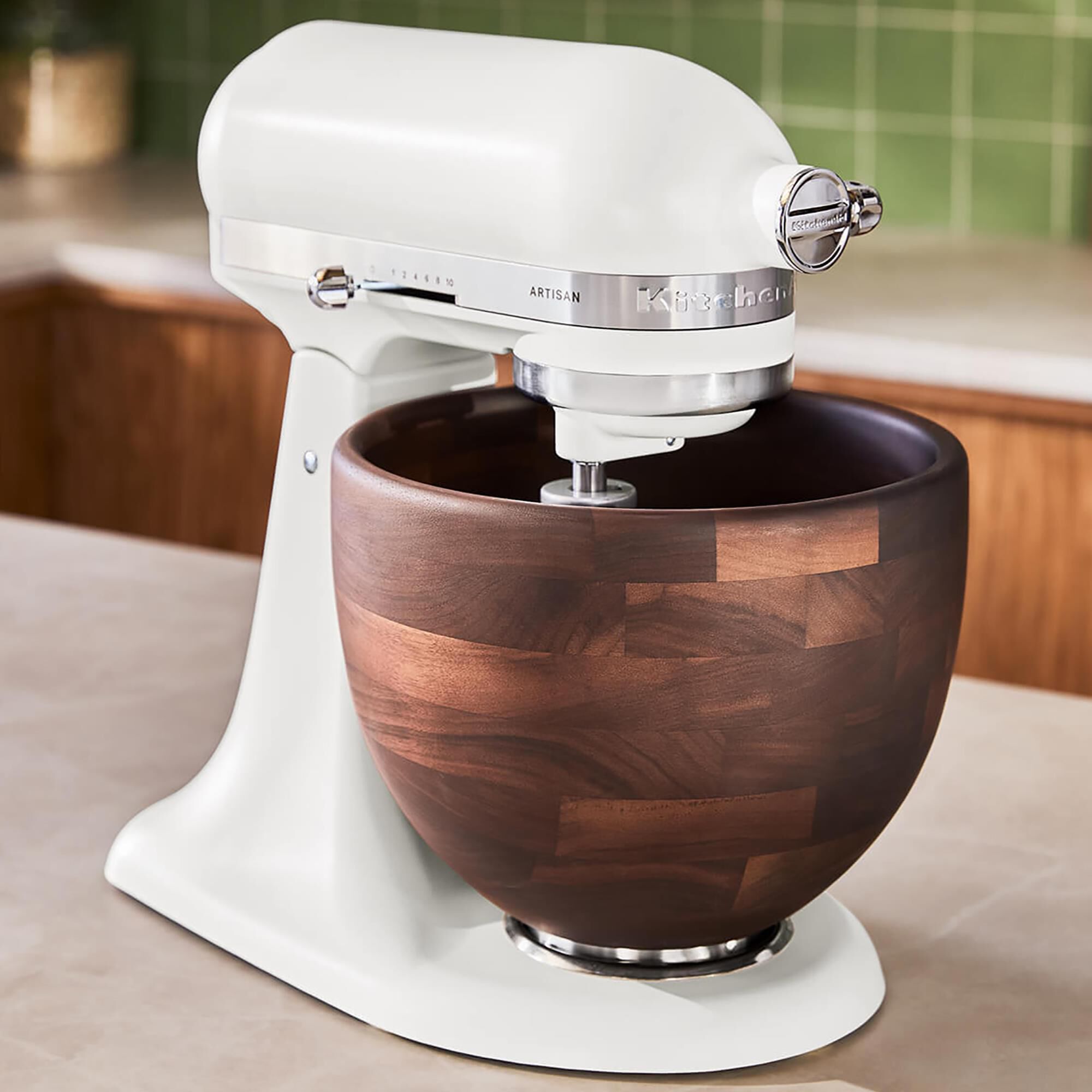 KitchenAid 5-Quart Tilt-Head Stand Mixer with Walnut Wood Bowl in