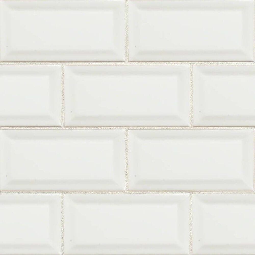 MS International Domino White 3" x 6" Beveled Ceramic Tile, , large