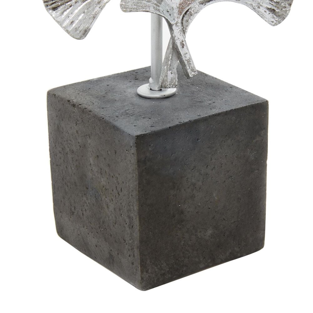 Maple and Jade Handmade Floral Decorative Sculpture in Satin Silver and Dark Gray, , large