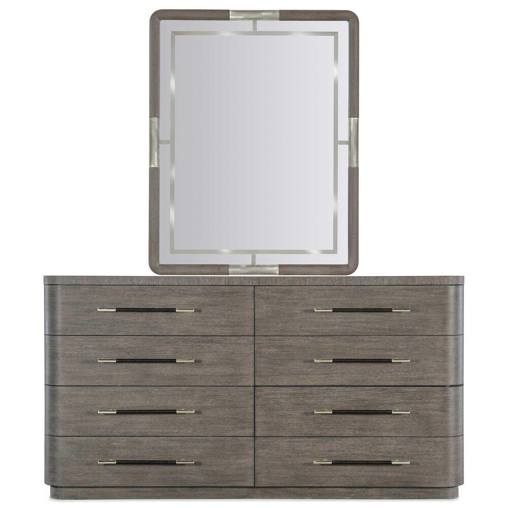 Hooker Furniture Modern Mood 8-Drawer Dresser and Mirror in Mink and Pewter, , large