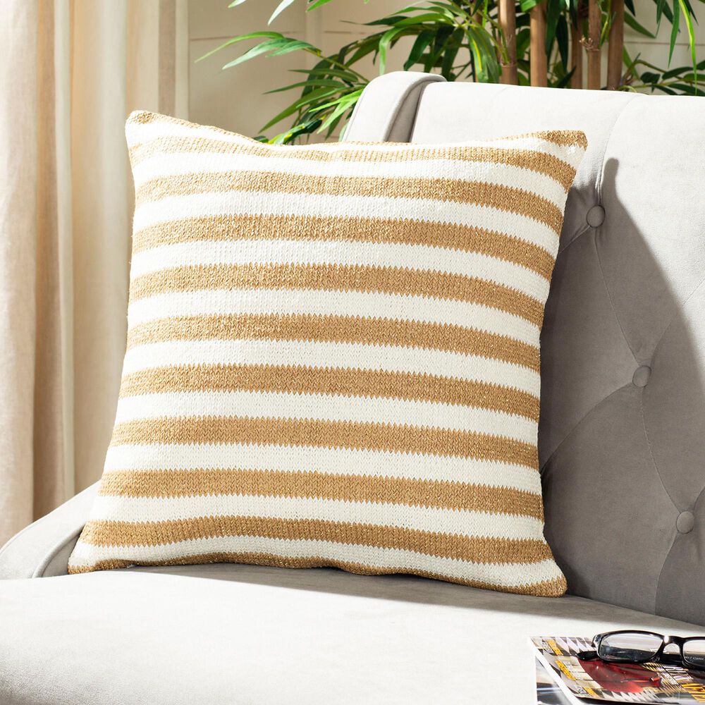 Safavieh Gia 20" Pillow in Gold and White, , large
