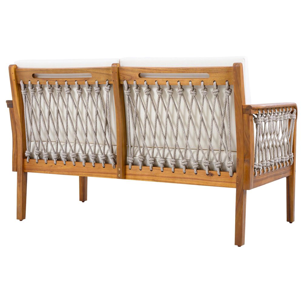 Hearth and Haven 2-Piece Outdoor Conversation Set with Cream Cushion in Light Teak, , large