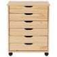 Linon Home Decor Cary 6-Drawer Wide Rolling Cart in Natural, , large
