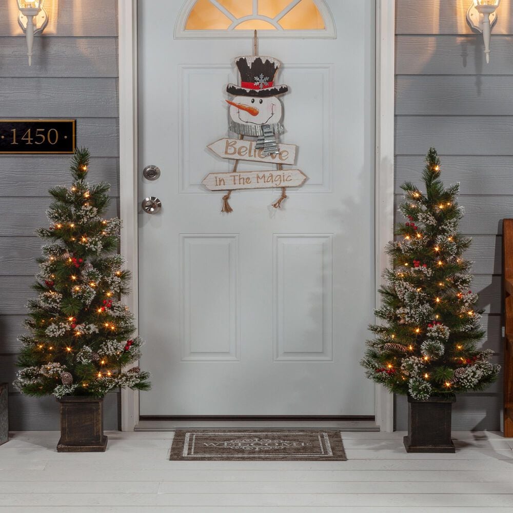 The Gerson Company 4' Potted Hard Christmas Trees in Green (Set of 2), , large