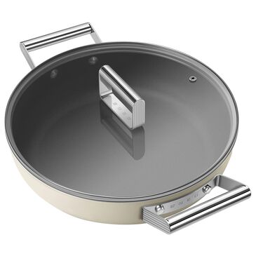 Smeg 50"s Style 4-Quart Non-Stick Deep Pan with Lid in Cream, , large