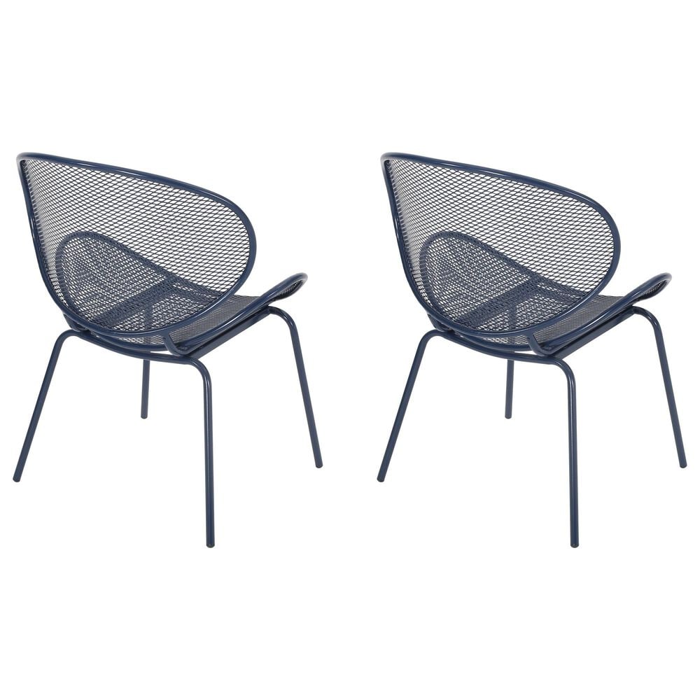 Hearth and Haven Elba Outdoor Mesh Accent Chair in Navy (Set of 2), , large