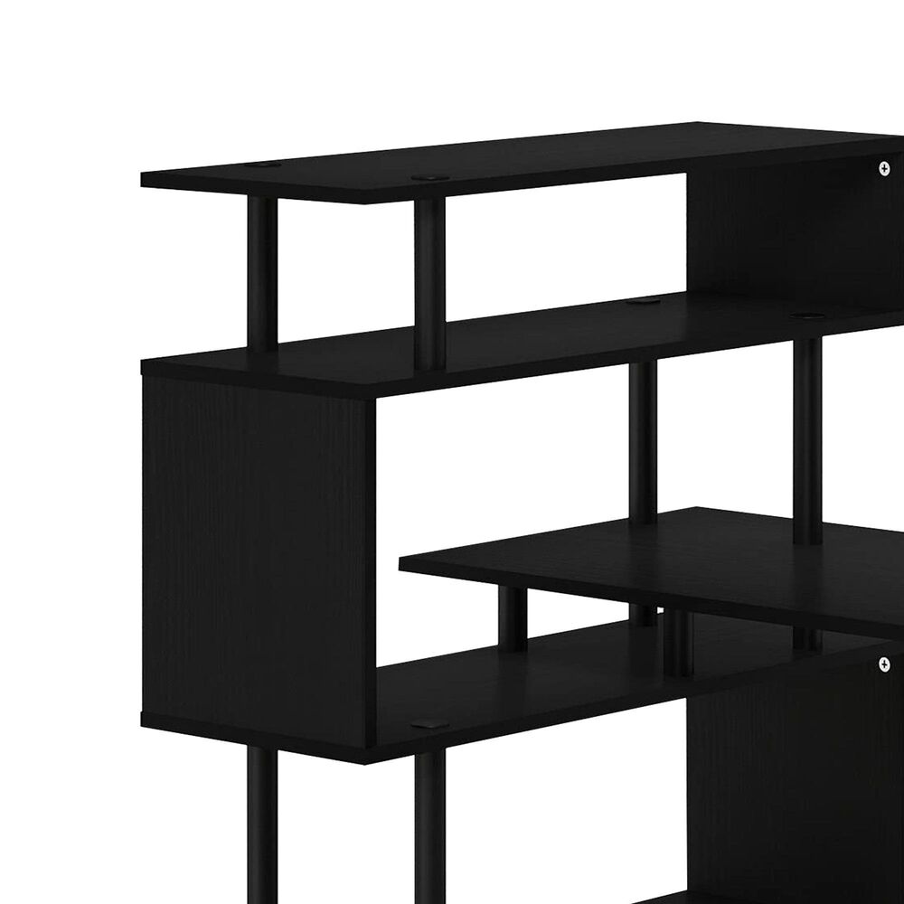 HOMLUX 5-Tier Shelves L-Shape Computer Desk in Americano and Black, , large