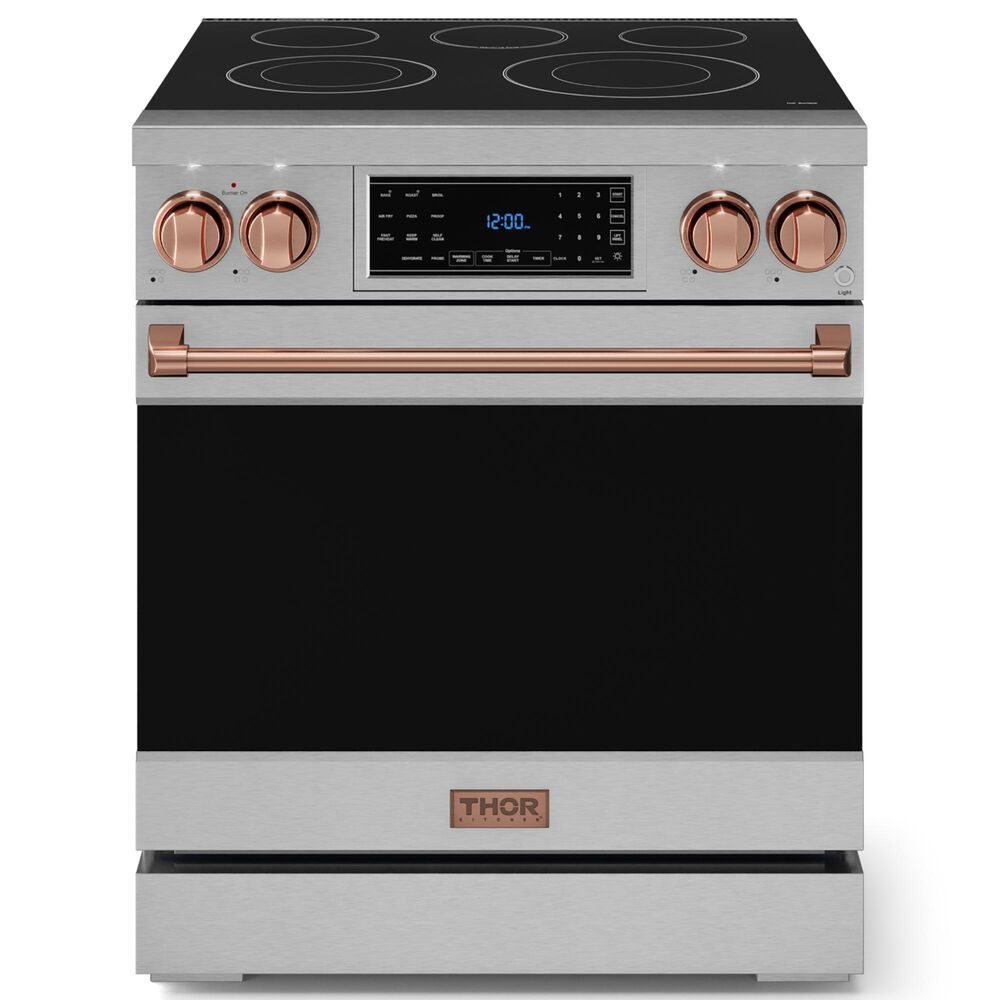 Thor Kitchen Gordon Ramsay 4.55 Cu. Ft. 30" Professional Electric Range with Rose Gold Handle Kit in Stainless Steel, , large