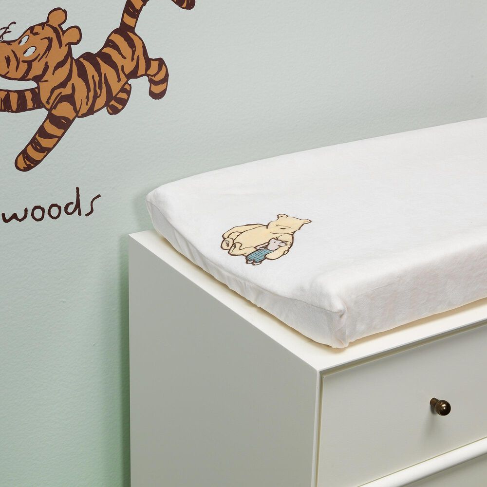 Lambs and Ivy Storytime Pooh Changing Pad Cover in Soft Creamy White, , large
