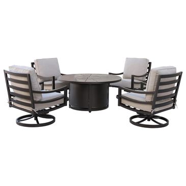 GatherCraft Hudson 5-Piece Round Firepit Chat Set in Mystic Sahara, , large