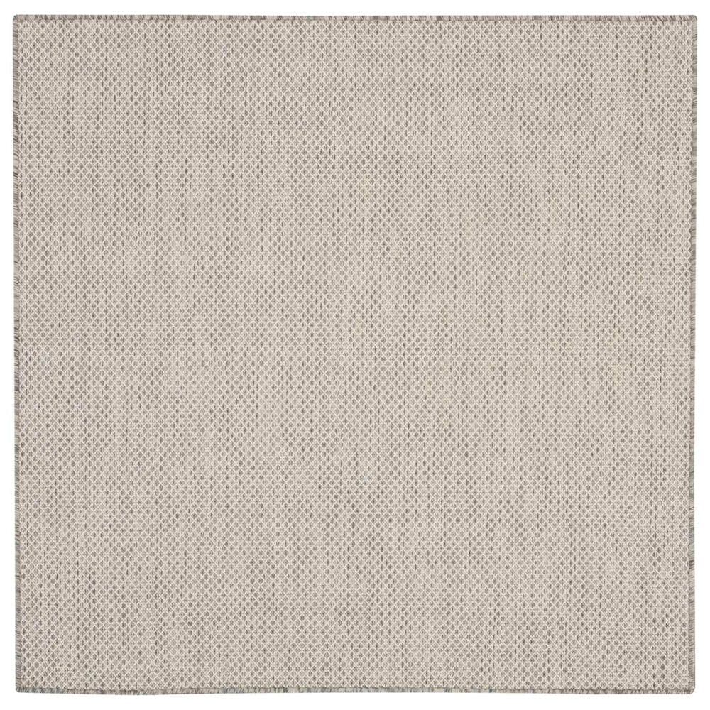 Nourison Courtyard Ivory and Silver 4&#39; Square Indoor/Outdoor Area Rug, , large