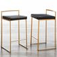 LumiSource Fuji 26" Stacker Counter Stool with Black Upholstery in Gold (Set of 2), , large