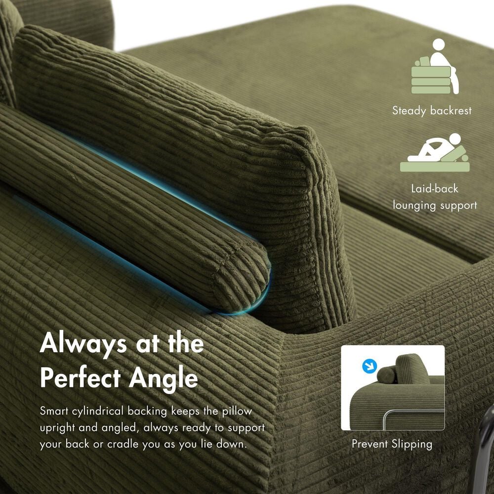 Furniture of America Ellis Stationary Modular Customizable Space-Saving Sofa in Green, , large