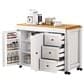 HOMLUX 74.8" Kitchen Island with Extendable Dining Table in White and Natural, , large