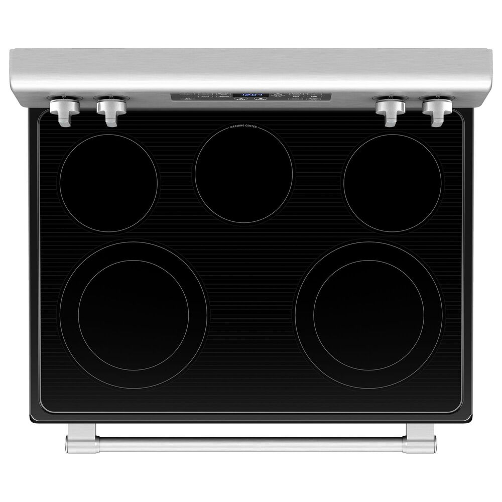 MAYTAG 2-Piece Kitchen Package with 5.3 Cu. Ft. Freestanding Electric Range and 1.1 Cu. Ft. Over-the-Range Microwave in Fingerprint Resistant Stainless Steel, , large