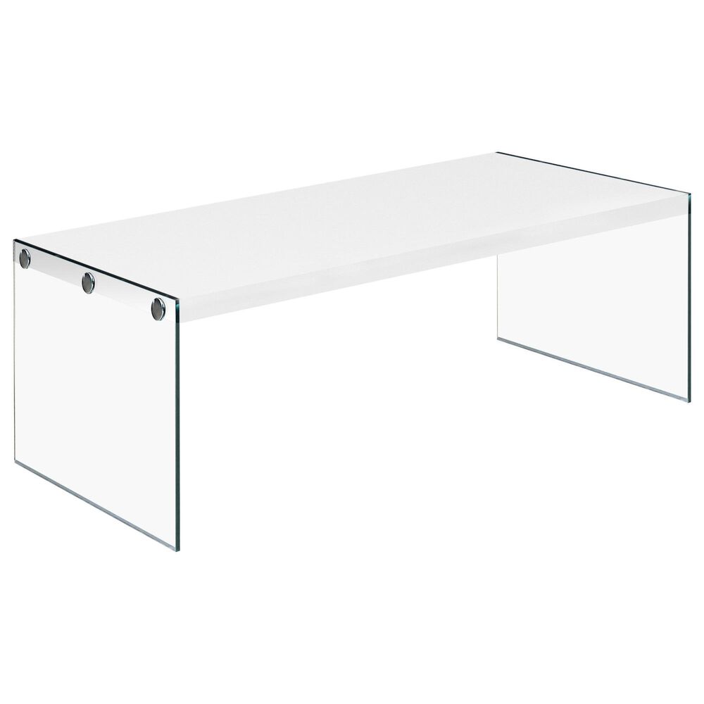 Monarch Specialties Coffee Table in White with Glossy Finish, , large
