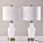 Adesso Grady Table Lamps with USB in Antique Brass and White (Set of 2), , large