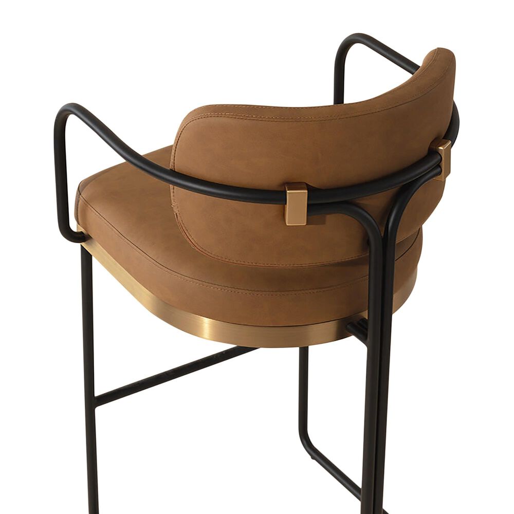 37B Jalen Counter Stool with Milliken Cognac Cushion in Black and Gold, , large