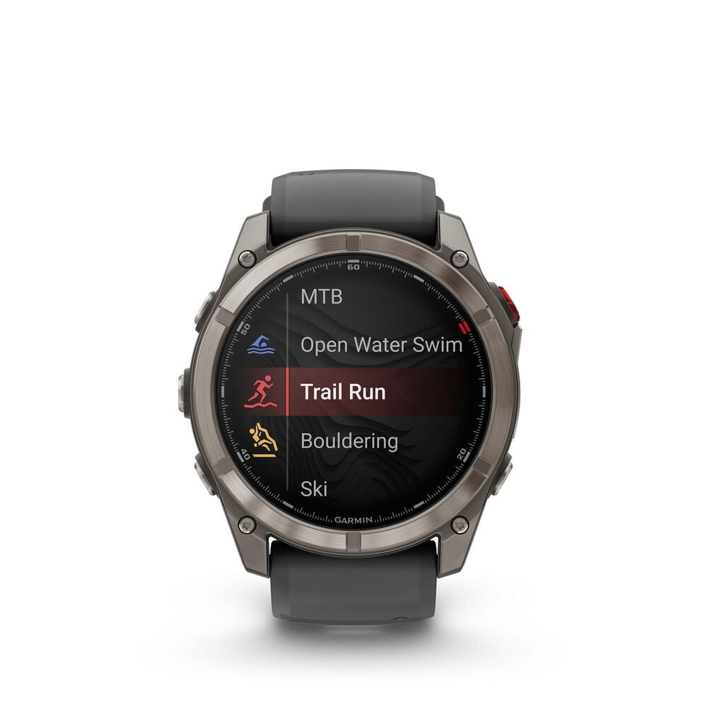 Garmin Fenix 8 Pro Sapphire AMOLED Smartwatch 51mm Titanium Case with Graphite Black Silicone Band, , large