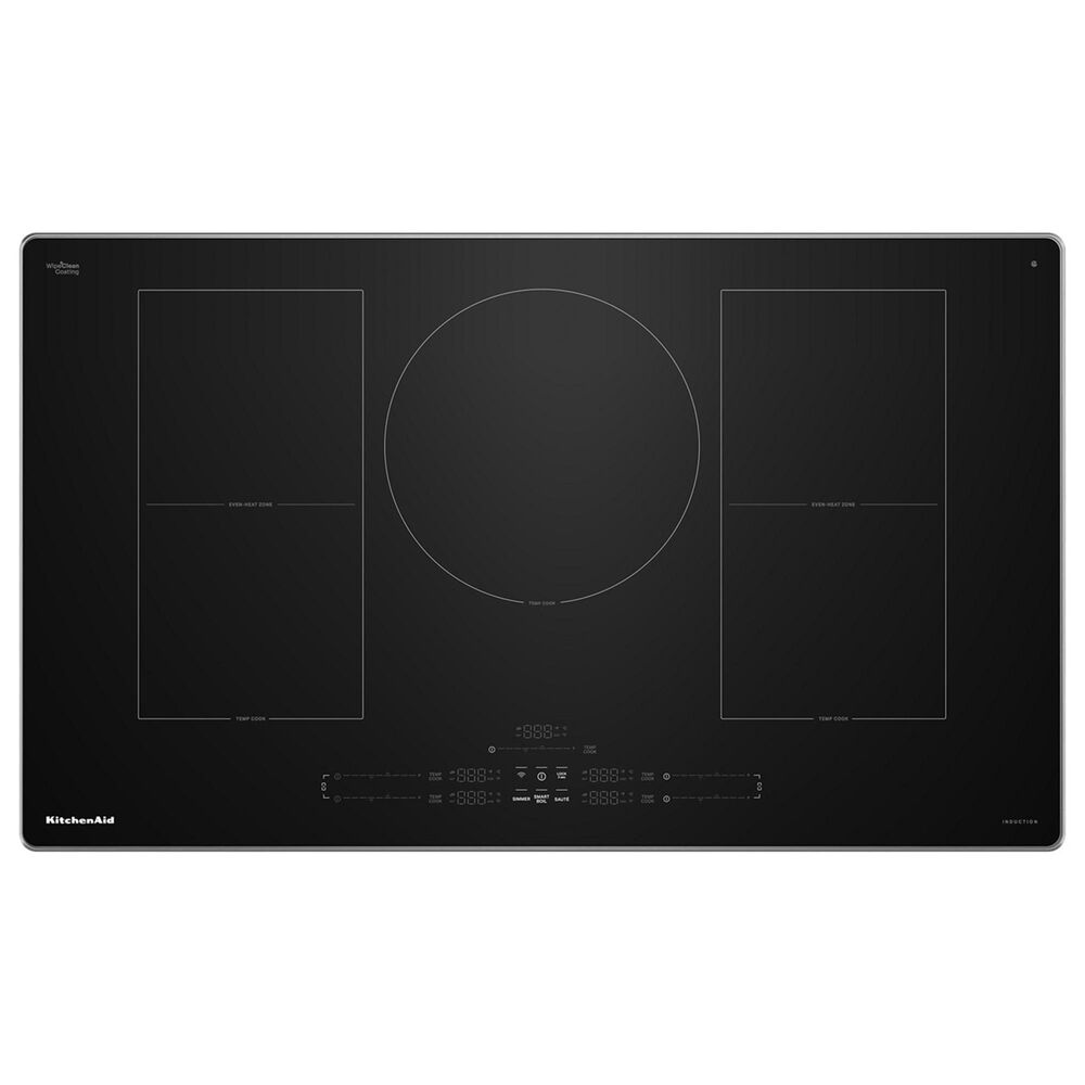 Whirlpool 36" Induction Cooktop with Temp Cook and 5 Cooking Zones in Black and Stainless Steel, , large