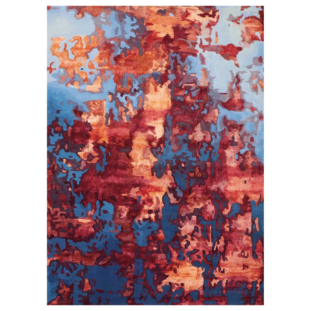 Nourison Prismatic PRS13 8"7" x 11"6" Blue and Flame Area Rug, , large
