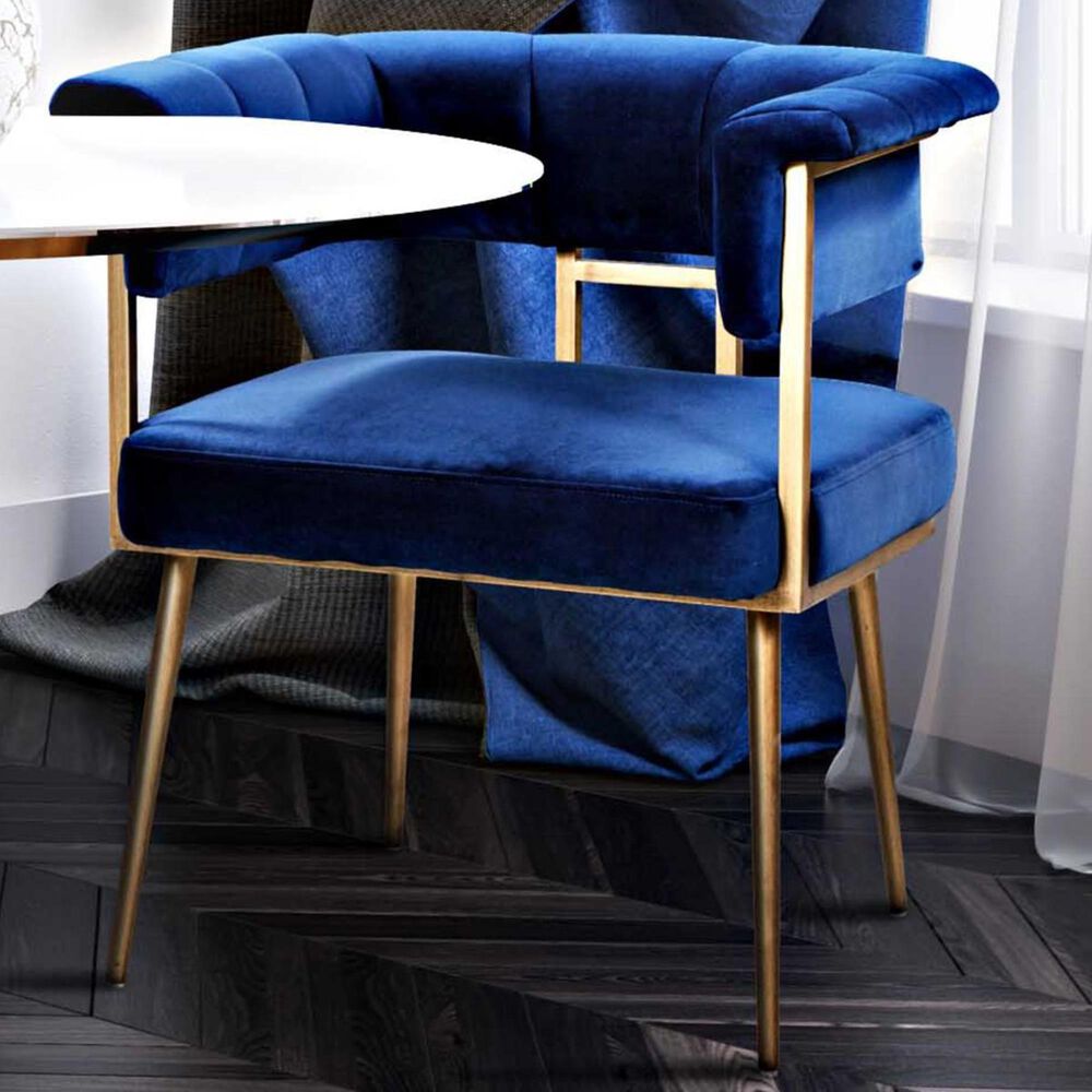 Tov Furniture Astrid Velvet Arm Chair in Navy, , large