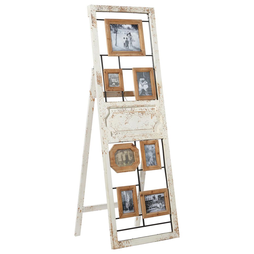 Maple and Jade Vintage Wall Photo Frame in Brown and Distressed White, , large