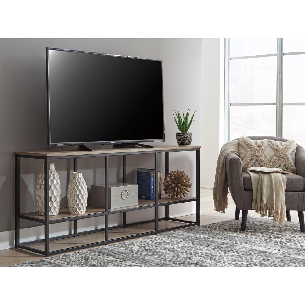 Ashley Wadeworth 65&quot; TV Stand in Weathered Wood and Black, , large