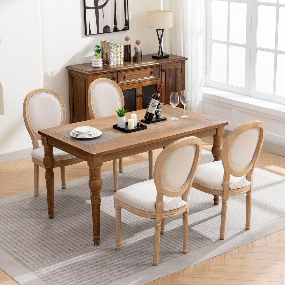 Hearth and Haven Upholstered Side Chair in Beige (Set of 2), , large