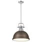 Golden Lighting Duncan 1-Light Pendant with Rod and Rubbed Bronze Shade in Chrome, , large